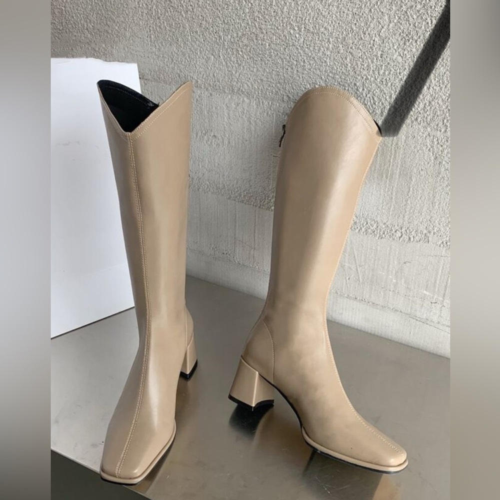 Taupe Square Toe Western Boots